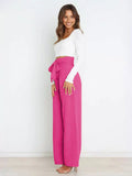 Fashion New Women's Trousers Casual Broad Leg Trousers With Belt Temperament Commuter Pants