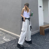 Punk Style Street Trousers Women Hip Jaspan Black Trousers Chain Broad Leg Trousers Hotter Gothic Trousers 68HZ