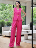 Spring And Summer Women's Fashion Button Trousers Casual Two-Piece Set Of Women