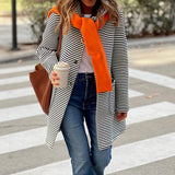 Dili 2025 Autumn And Winter New Temperament Striped Cardigan Knitted Long-Sleeved Jacket Women's Clothing