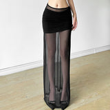 2025 Summer New Women's Solid Color Slimming Street Fashion High-Waist Net Half-Body Skirt 68HZ