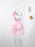 2025 Summer New Women's Fashion Print Showback Dress Sexy
