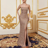 New Women's High-Waisted Sexy Glide Open Forked Bridesmaid Dress With Evening Dress