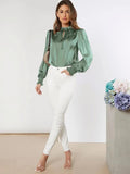Spring 2025 New Elegant Solid Color Collar Long Sleeve With Straight-Shaped Set Of Front-Faced Women's Top Shirt Women