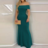 Dili 2025 Spring And Summer Temperament Famous Wind Pure Color High Waist Repair Evening Dress Dress Dress Women's Dress