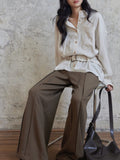 High Sense Of Waistband Striped Shirt Female Design Small Long Sleeve Retro Pile Design Thin Top