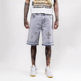 H-P Hop Cross Straight Drill Five-Point Denim Shorts Men's High Street Design Sense Loose Trousers Tide 68HZ