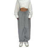 Black Trousers Women Retro Loose Trousers Trousers Hop Street Jogging Gray Casual Sports Fashion 68HZ
