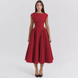Spring 2025 French Pure Fashion Elegant Waist Thin Sleeveless Back Hollow Dress