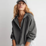 Explosion Fashion Loose Fashion Hooded Jacket Women's Autumn And Winter Women's V-Neck Blouse Long-Sleeved Shirt