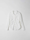 Cute Handsome And Retro Losing Female Boss Shirts Are Thin And High Waist Big Sharp Collar Shirt