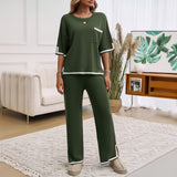 Dili 2025 Autumn And Winter Women's Temperament Commuting Short-Sleeved Trouser Sweater Set