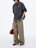 New High-Wisdom Wearing The Same Gray Stripes Loose Thin Shirt Tie Shirt Woman