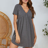 Summer Lady Home Clothes Pajamas Casual Home V Collar Short-Sleeved Cotton Pyjamas Women