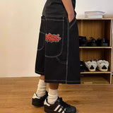 Workwear JNCO Embroidered Jeans Male Hip Hop Retro Loose Legs 68HZ