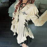 Asian Culture Lace Wood Ear Shirt Female Y2k Retro Embroidered Tuxedo Sleeves On The Tuxedo 68HZ