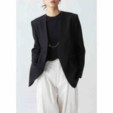 No Collar Thin Set High-End Black Casual Suit Minimalist Suit Jacket