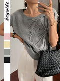 Dili Leisure Holiday Summer Solid Color Short-Sleeved Sweater Women's Clothing 2025 Autumn And Winter