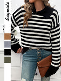 Dili Casual Simple Wind Stripe Collar Women's Sweater Women's Clothing 2025 Spring And Summer