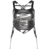 2025 Spring And Summer New Women's Solid Color Repair Fashion Slings Folding Sexy Bare Vest Woman 68HZ