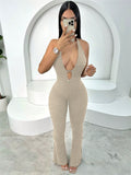 Autumn 2025 New Neck Repair T-Tie With Bare Back Sexy Babes Thorn Trousers Jumpsuit Woman