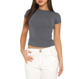 2025 Women's Long-Sleeved T-Shirt Spring And Autumn Solid-Colored T-Shirt T-Shirt Women's Street Dress Shirt Short
