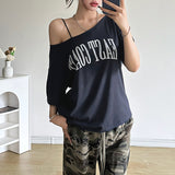 2025 Summer New Women's Street Fashion Letter Print Short-Sleeved Umbilical T-Shirt 68HZ