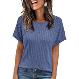 2025 Summer New Explosion Solid Color Collar Pit Casual Short-Sleeved T-Shirt Girl