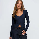 Women's Clothing 2025 Autumn And Winter Explosion V-Neck Long-Sleeved Ribnecked Cardigan Commuting Exquisite Women's Clothing Top