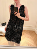 Summer Relaxation Feeling Wears A Long Vest Cashew Three-Dimensional Lace 3 Meters Side Side Open Fork Top