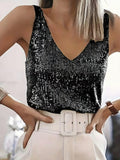 Spring/Summer 2025 New Sexy V-Neck Loose Slid T-Shirt Wears Inside Lady's Small Vest