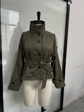 2025 Early Autumn Korean Tie With Double Buckle Short Wind Coat Short Wind Coat