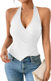 2025 Hottie Cross Hanging Neck Sling Splicing Bare Waistcoat Woman Summer Outside Wearing Tide