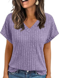 2025 Summer Blouse Women's Short-Sleeved Casual V-Necked T-Shirt