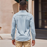 Men's Shirt Autumn And Winter New Long-Sleeved Collar Solid Shirt Casual Dress Top Men