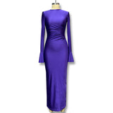 2025 Autumn Collar Horn Sleeve Folded Body To Pack Her Hip Dress Women's Dress