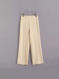 Explosion Commuting Style Solid Color Simple Hanging Design Straight Trousers Plain Trousers Trousers Women