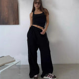 Women's Street Style Loose Casual Trousers Fashion Loose Waist Trousers 68HZ