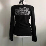 Vintage Vintage Long-Sleeved T-Shirt Girl Y2k Autumn Design Sense Niche Fashion Antique Bottom Top 68HZ
