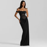 2025 Summer New Women's Yarn Perspective Hottie Sexy Breast Repair Lace Sling Dress