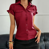 Dili Y2K Babes Button-Down Short-Sleeved T-Shirt Women's Shirt Women's Clothing 2025 Autumn And Winter