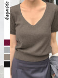 Dili Leisure Hair Knitted Short-Sleeved T-Shirt Women's Sweater Women's Clothing 2025 Autumn And Winter