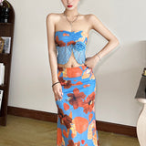 Spring 2025 New Women's Solid-Colored Body Wrap-Back Vest Fashion Low-Waisted Hip Skirt 68HZ