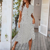 Dili 2025 Spring And Summer Temperament Leisure Holiday Storm Point Print High-Waisted Dress Women's Dress
