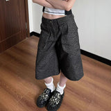 Vintage Large-Size Leopard-Print Denim Five-Point Trousers Women's Summer High Street Straight Loose Thin Leg Trousers 68HZ