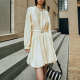 New Independent Tie Long-Sleeved Shirt + High Waist-Hanging Casual Broad-Legged Trousers Temperament Two-Set