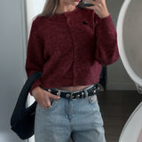 Dili Leisure Vacation Weaving Long Sleeves Solid T-Shirt Sweater Women's Winter 2025