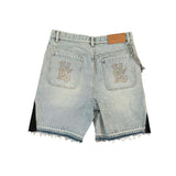 Trendy Print Denim Shorts Men's High Street Design Straight Five-Point Pants Loose Trousers 68HZ