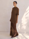 Dress 2025 New Loose Perspective Lace T-Shirt Long Women's Elegant Temperament High-Sense Skirt