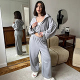 Women's Casual Suit Solid Long-Sleeved Zipper Open Shirt ³é³é³é³é³é³é³é³é³é³éÐä¿ã Two Sets Of Sports Tights 68HZ
